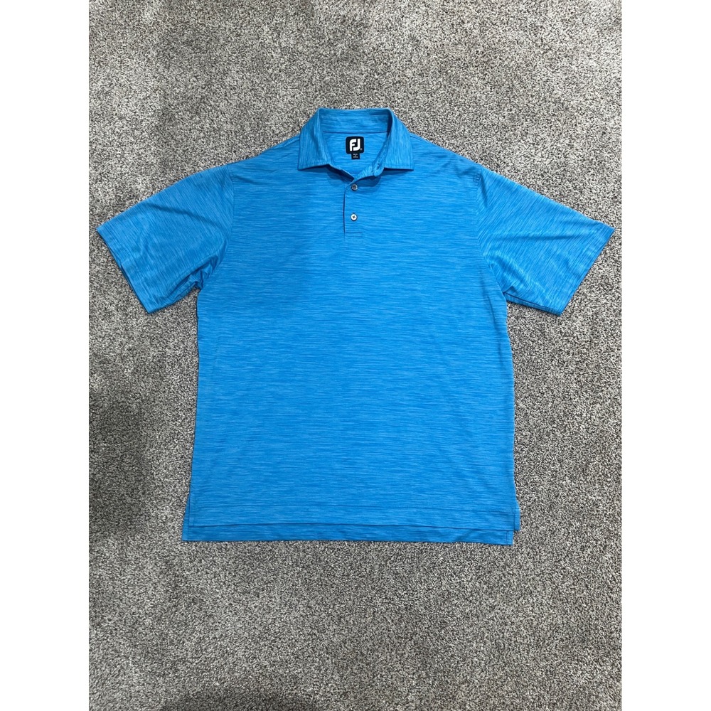 FootJoy Mens ProDry Golf Polo Shirt Blue Heather Performance Stretch Large